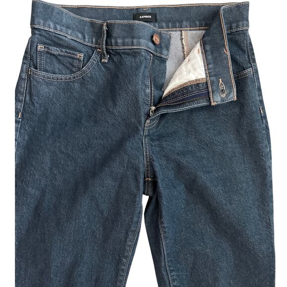 Express ‘70’s Flare Mid-Rise Back Seam Stretch Dark Wash Size 6R - Picture 7 of 10